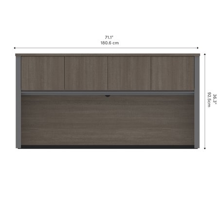 Bestar Prestige + 72W Hutch for Desk Shell, Bark Grey & Slate 99520-000047